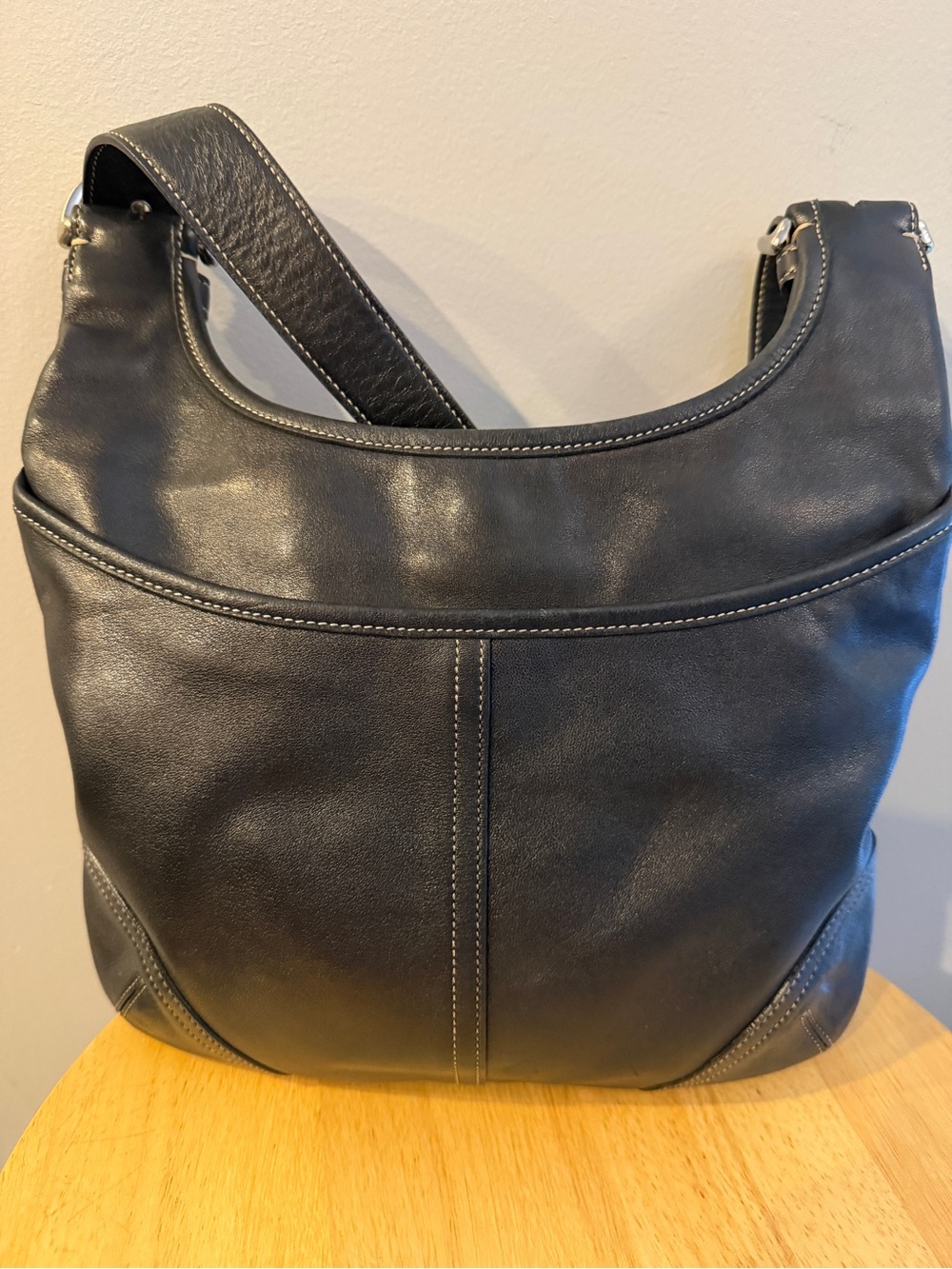 Vintage Coach Soho Legacy Slim Purse Black Hippie Hobo Bag Large Buckles - Picture 3 of 13
